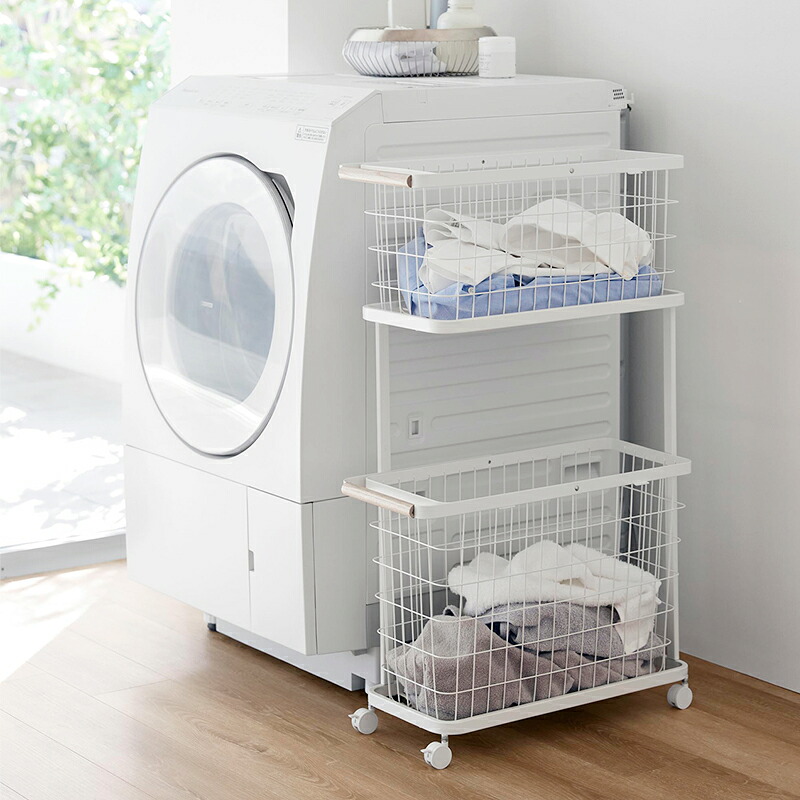 楽天市場】レビュー特典！ 《 山崎実業 ランドリーワゴン＋バスケット