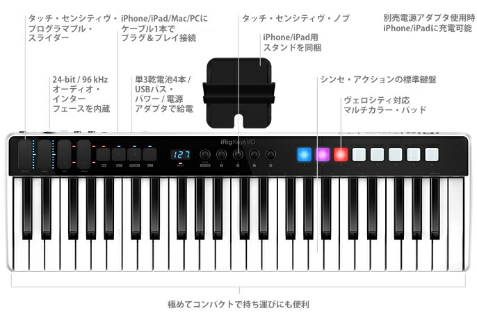 楽天市場】IK MULTIMEDIA iRig Keys I/O 25 25鍵 24bit/96kHz対応