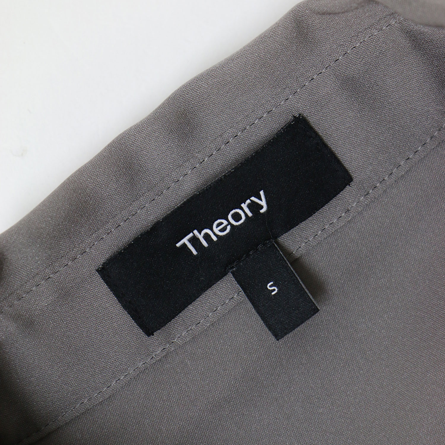 Theory Modern GGT Classic Fitted Shirt Gray Silk Size S Long