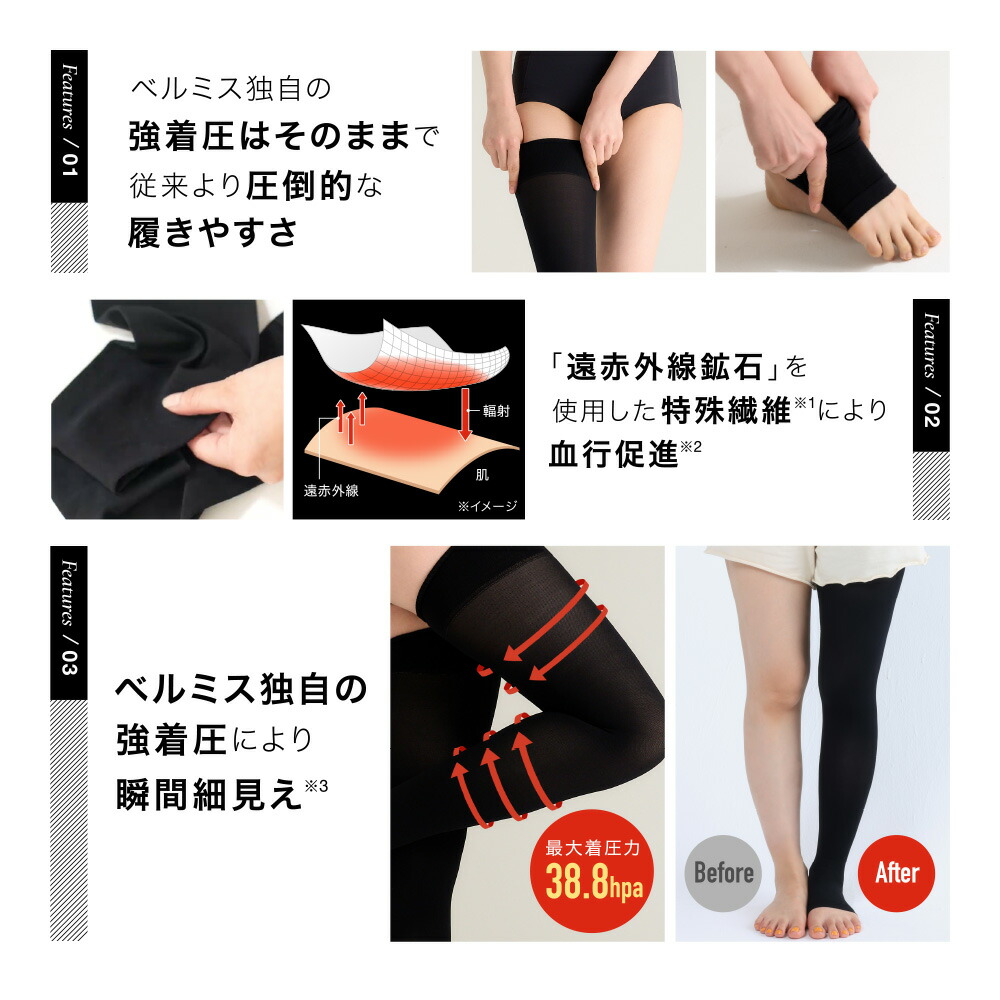 BELMISE スリムフルレッグクイック L-LL ブラック 3個セット-☀️🌈30