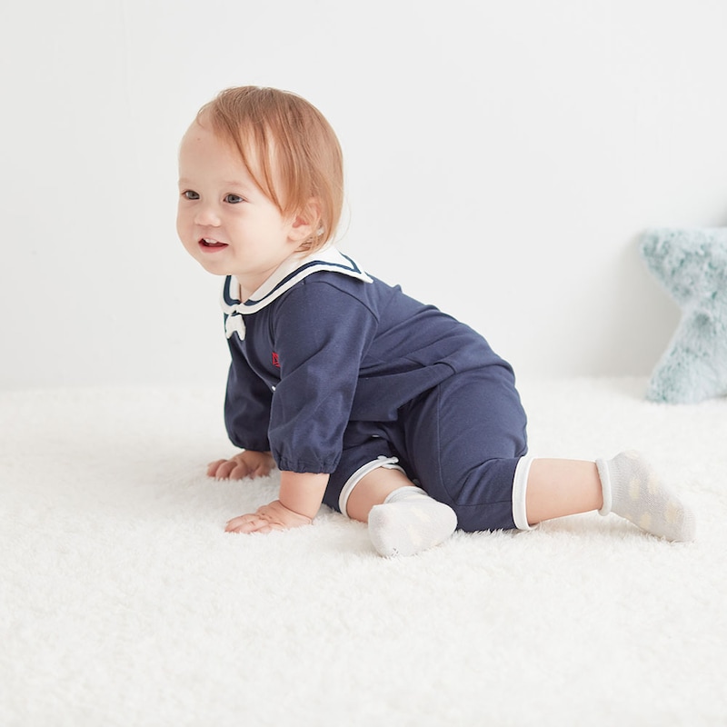 楽天市場】セーラー襟 前開き カエルロンパース ◇ 60 70 80