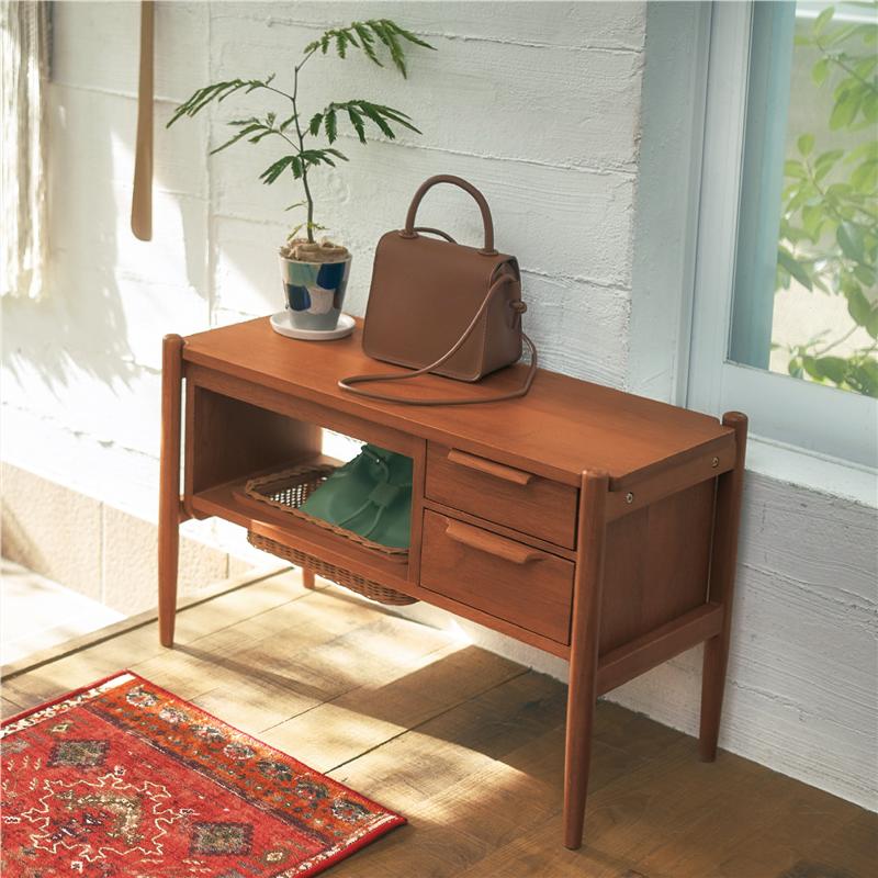 楽天市場】[楽天1位] 北欧 ヴィンテージ調 収納付き ベンチ 天然木