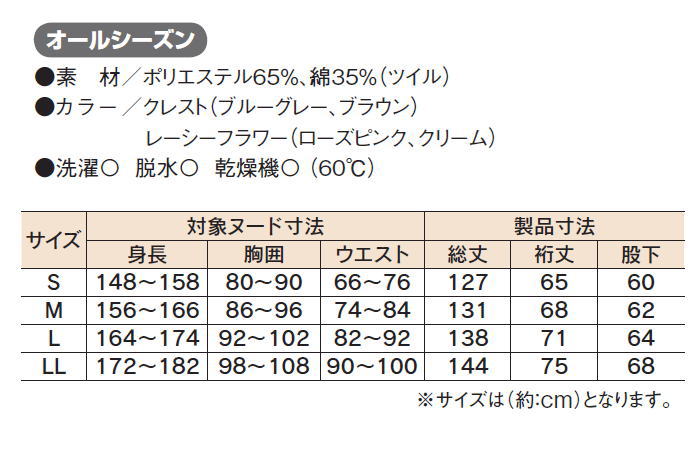 楽天市場】【介護つなぎ S-LL】コンビネーション ファスナーオープン式