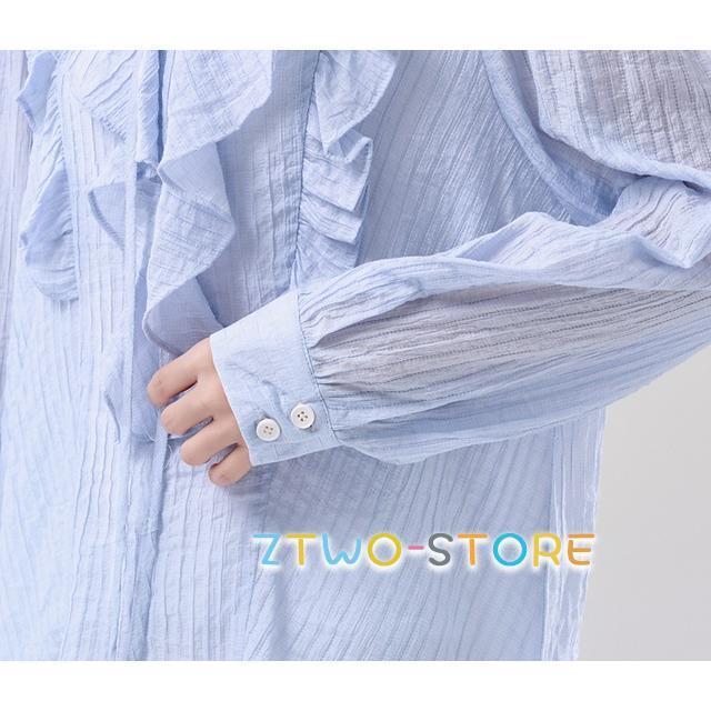 楽天市場】フリル ブラウス オフィス シャツ レディース 長袖 トップス