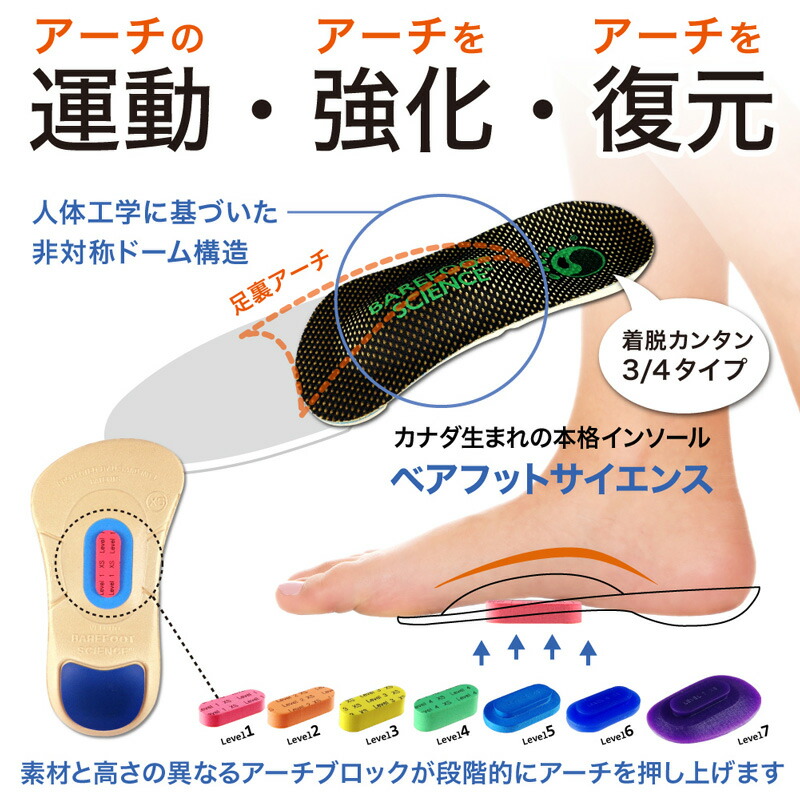 楽天市場】【BAREFOOT SCIENCE 7段階3/4タイプ】 足底筋膜炎 立ち仕事