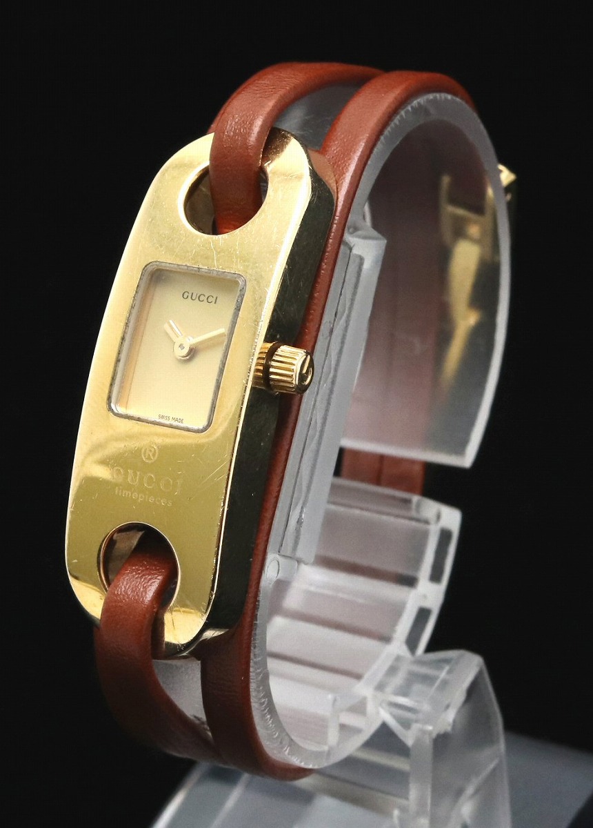 保証書つき】腕時計 GUCCI 茶色ベルト 時計 レディース 保証書つき