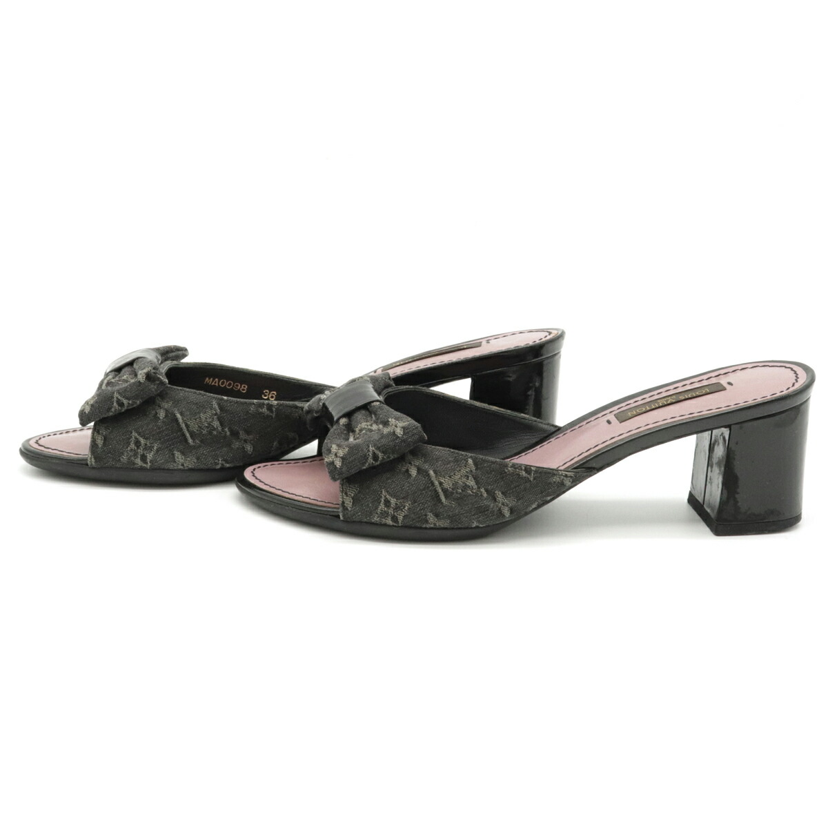 Louis Vuitton モノグラム デニムリボンミュール 22cm ルイ・ヴィトン