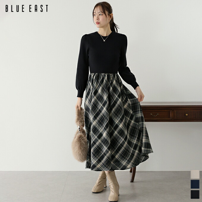 楽天市場】【送料無料】チェックドッキングニットワンピース