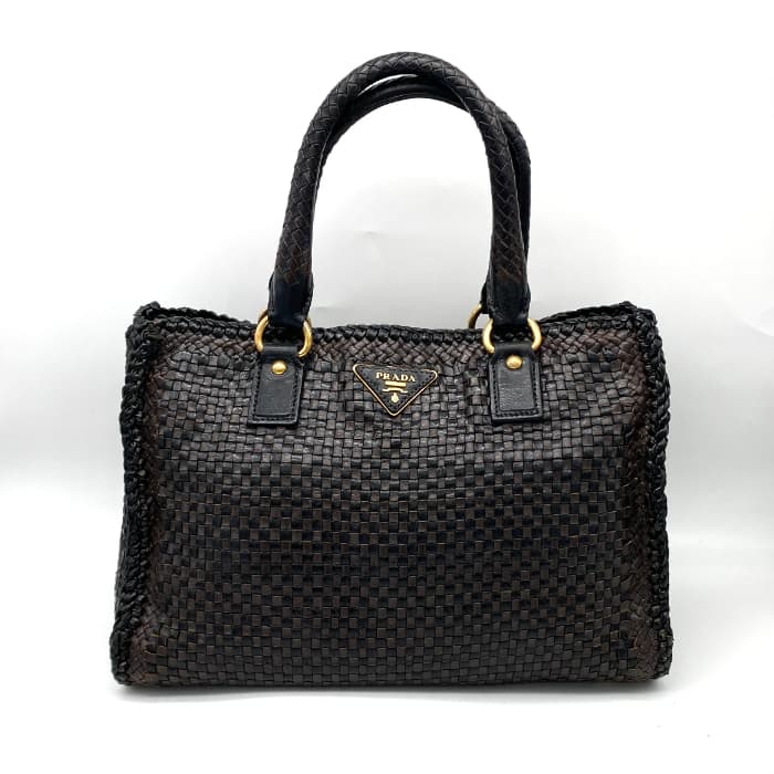 楽天市場】【中古】 PRADA プラダ 三角ロゴ プレート 編み込み 2way