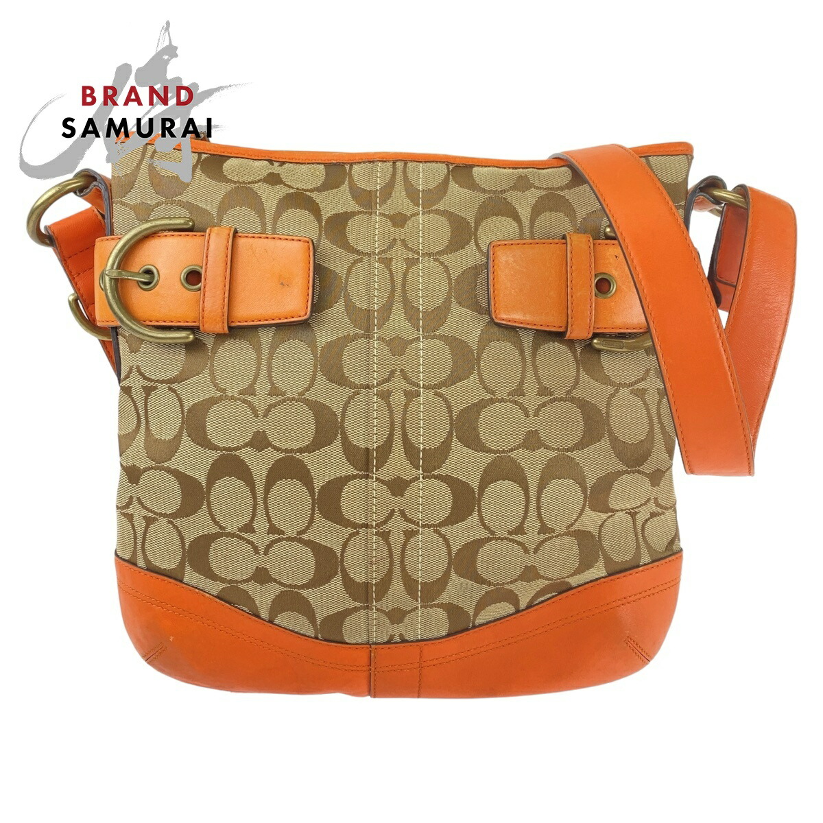 楽天市場】COACH コーチ シグネチャー オレンジ ベージュ ゴールド金具