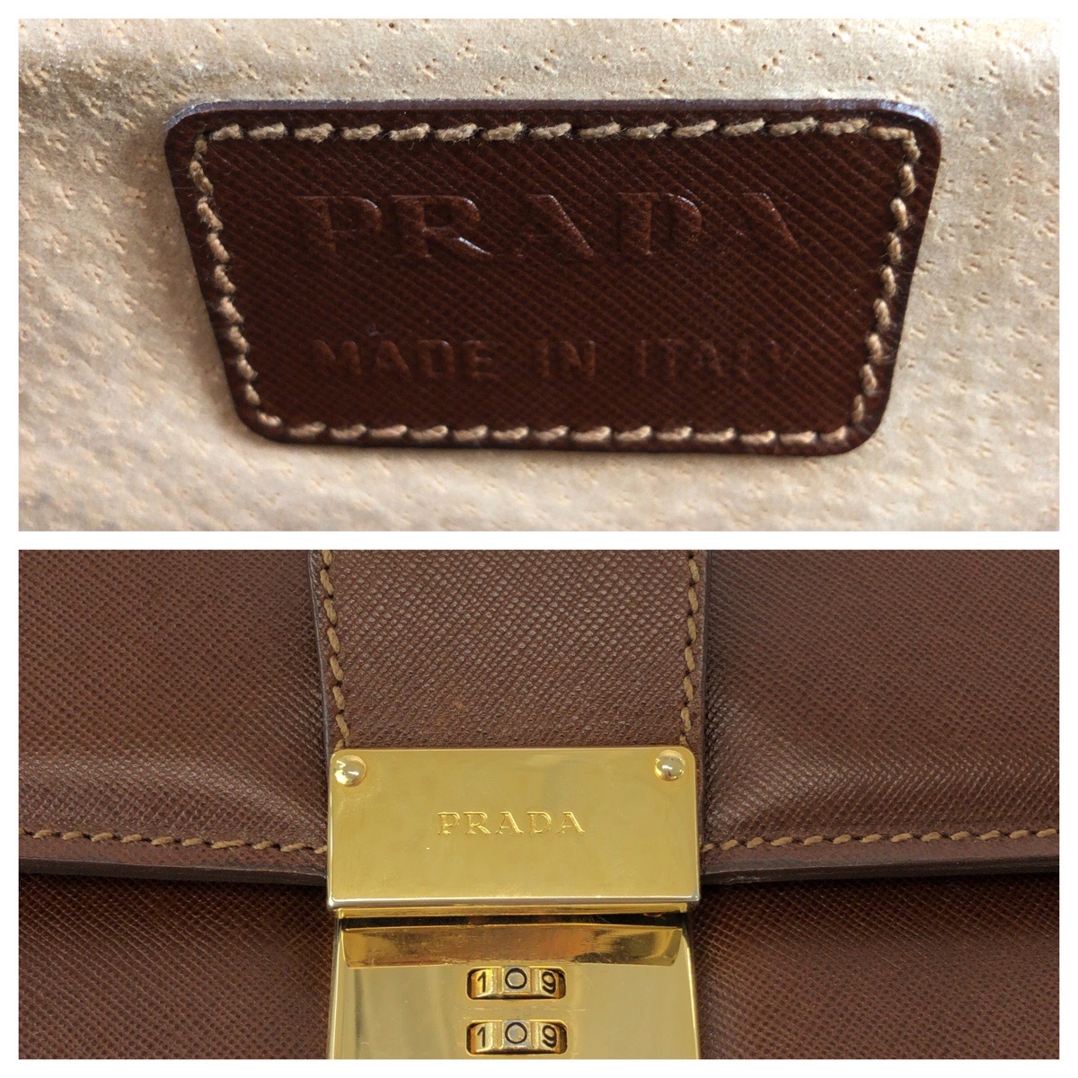 楽天市場】美品 PRADA プラダ ヴィンテージ サフィアーノ ブラウン