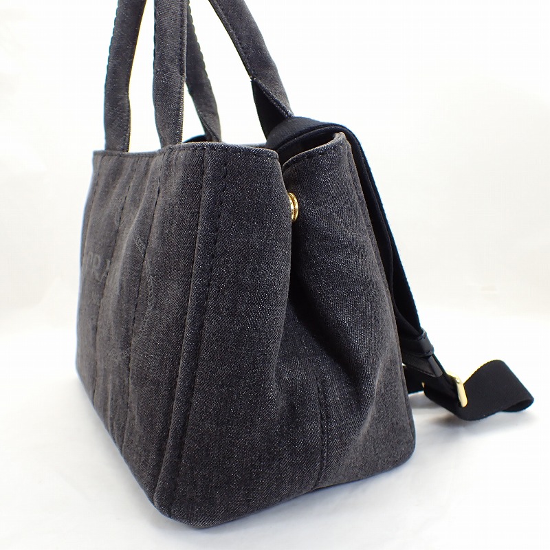 楽天市場】プラダ【PRADA】カナパ2WAYトートバッグデニムブラック