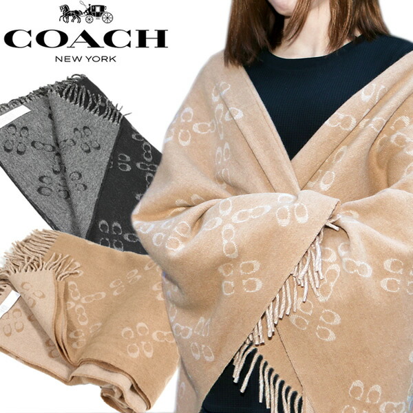 楽天市場】COACH コーチ ポンチョ ストール 大判 厚手 ウール
