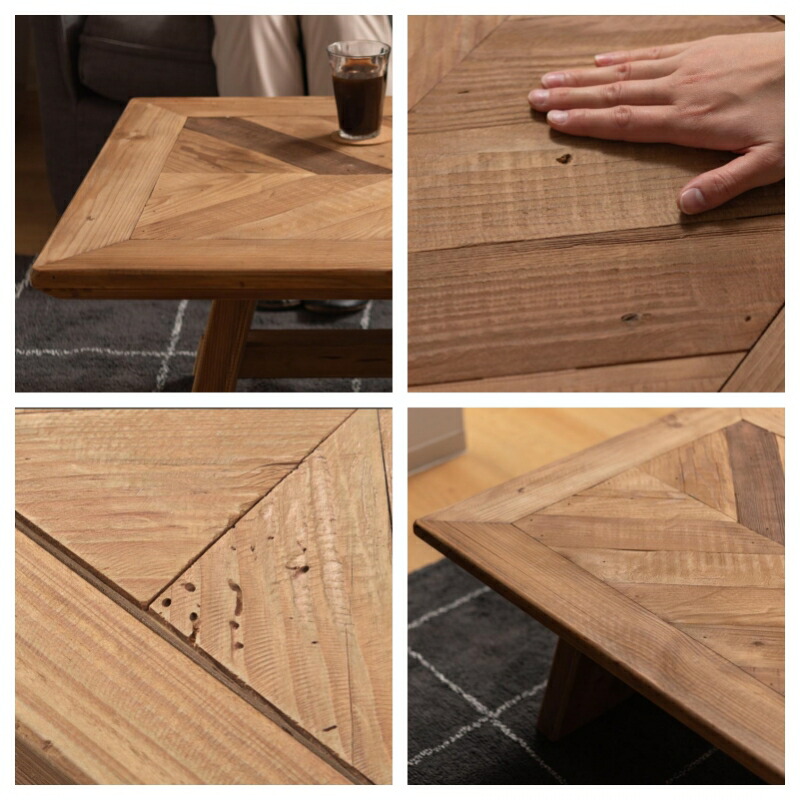 楽天市場】天然木 古材 リビングテーブル 幅130cm 長方形 ヴィンテージ