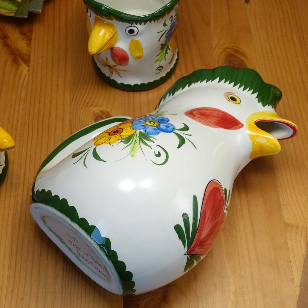 楽天市場】ポルトガル製 おしゃれな 陶器 ニワトリ 水差し 幸せを呼ぶ