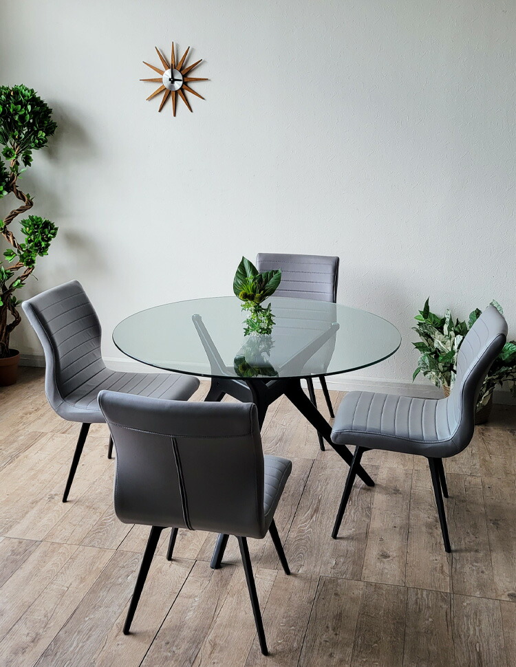 楽天市場】円形 ガラスダイニングテーブル 5点セット 直径 110cm