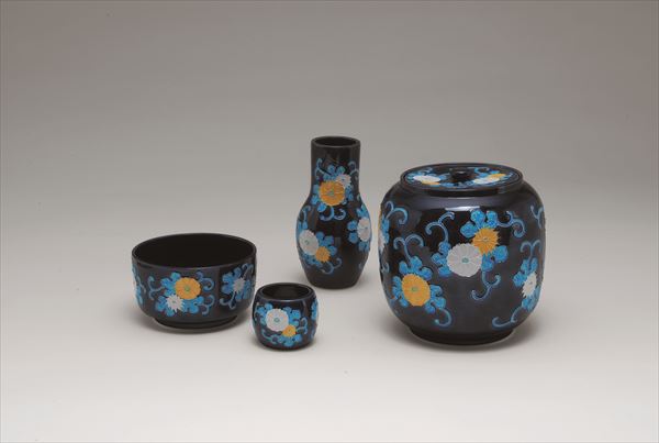 楽天市場】皆具 紺紫交趾 菊唐草 谷口菁嵐作（桐箱） : 茶道具商 左座園