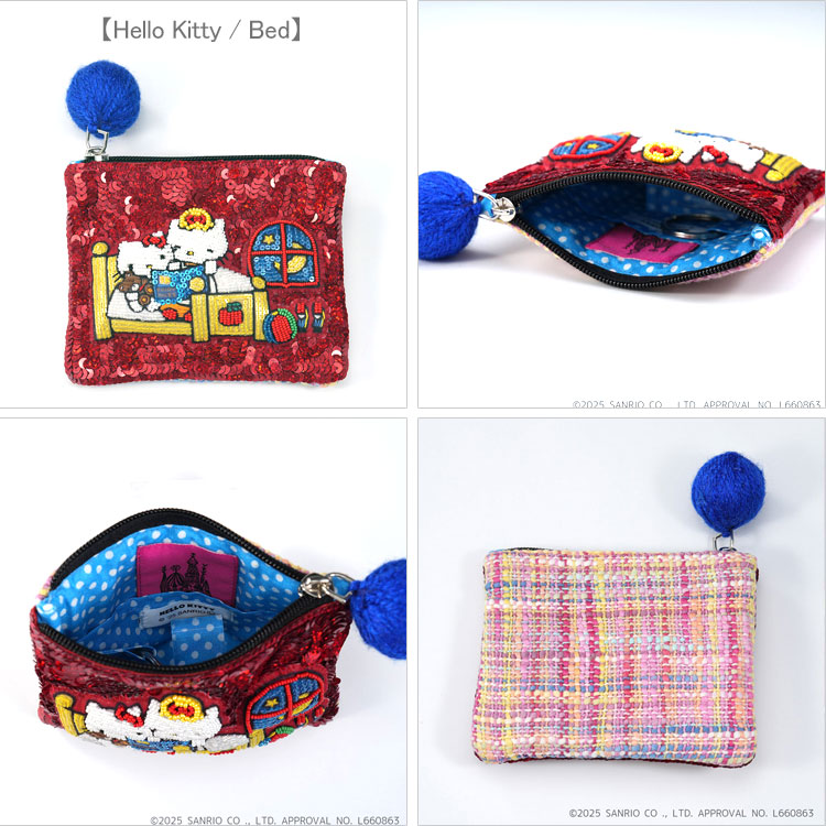 楽天市場】タマオワールド スパンコール刺繍ポーチ ハローキティ