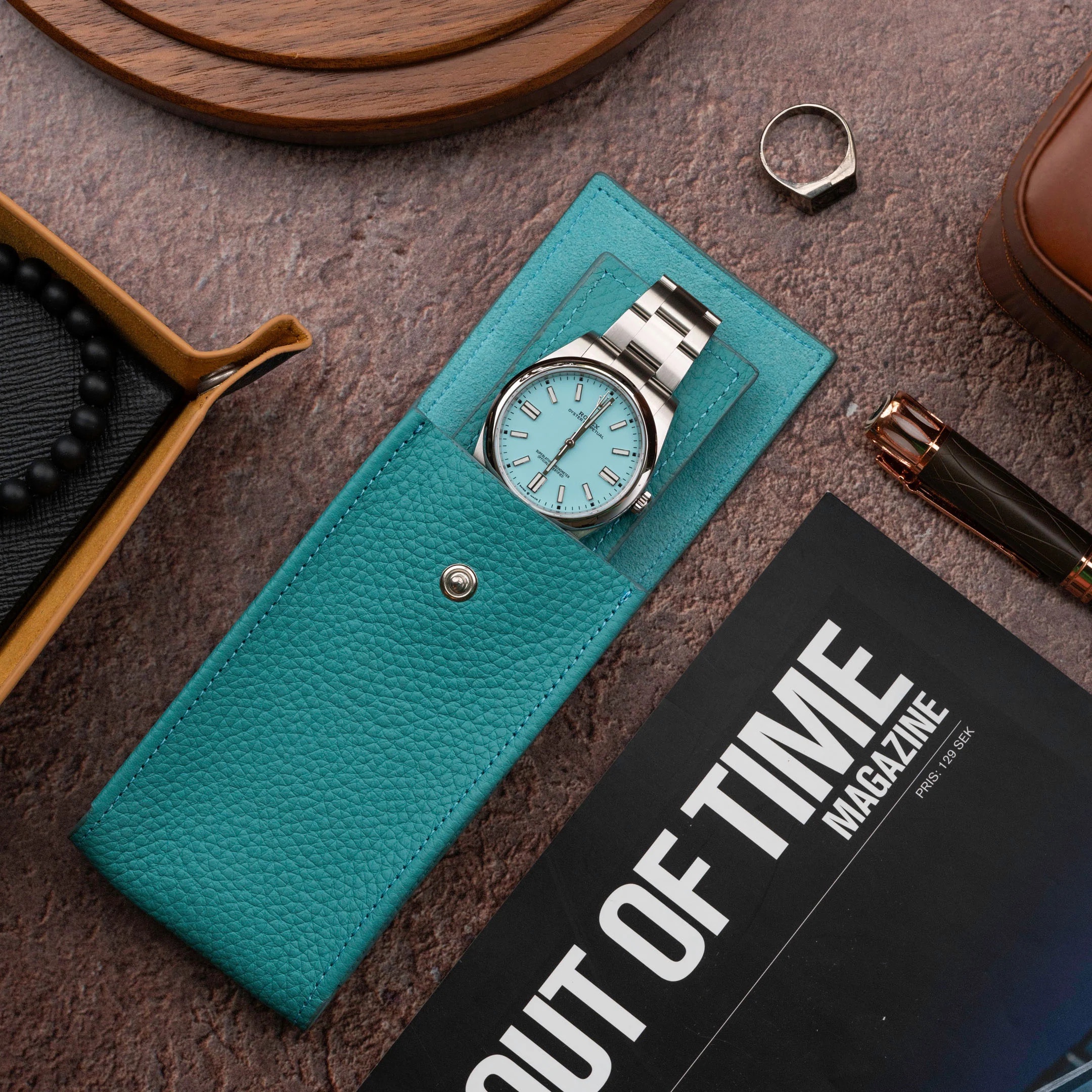 楽天市場】IFLW ウォッチポーチ 1本用 TEAL LEATHER WATCH POUCH