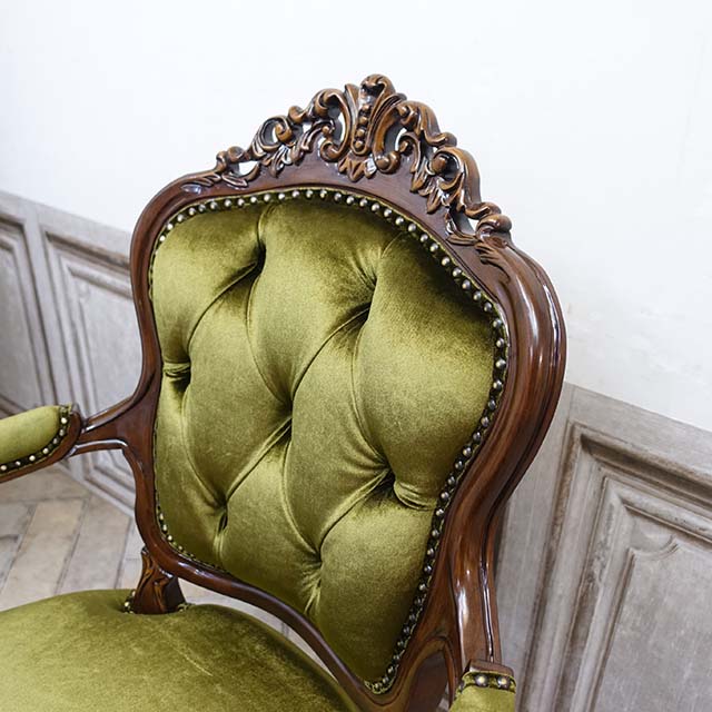 ✦90s✦ロココ調 イタリア製ダイニングチェア アンティーク ベロア