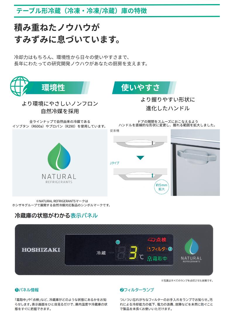 楽天市場】RFT-120SNJ ホシザキ 自然冷媒テーブル形冷凍冷蔵庫
