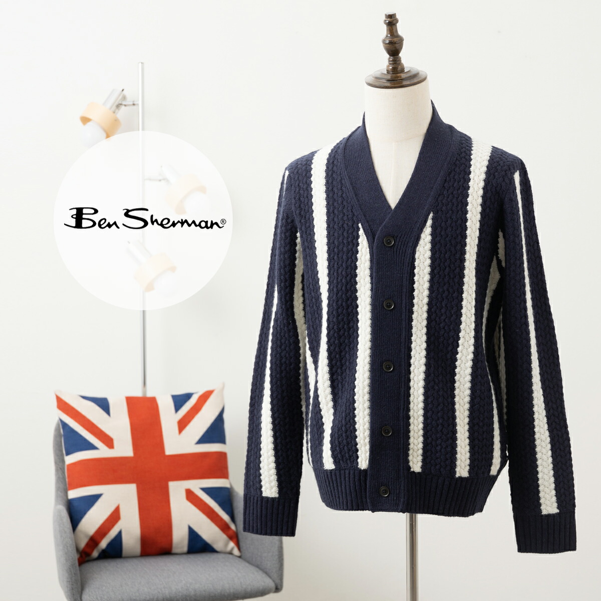 楽天市場】ベンシャーマン Ben Sherman Vネックニットストライプ