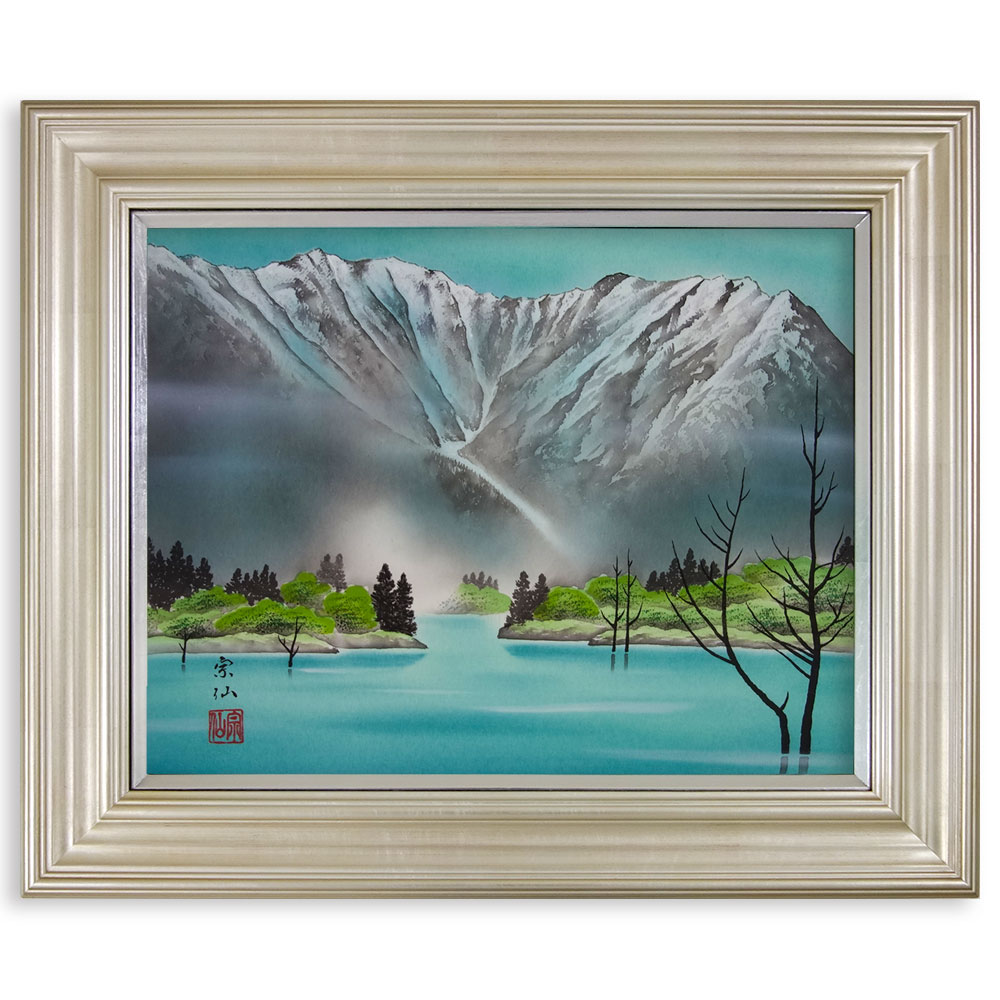 K. Murata 風景画 油彩画 木製フレーム付き 風景画 油彩画 木製