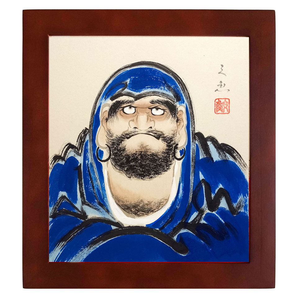 真作】佐藤隆良 紙本肉筆 金彩墨彩 仏画 日本画 額装 アクリル板 CK43