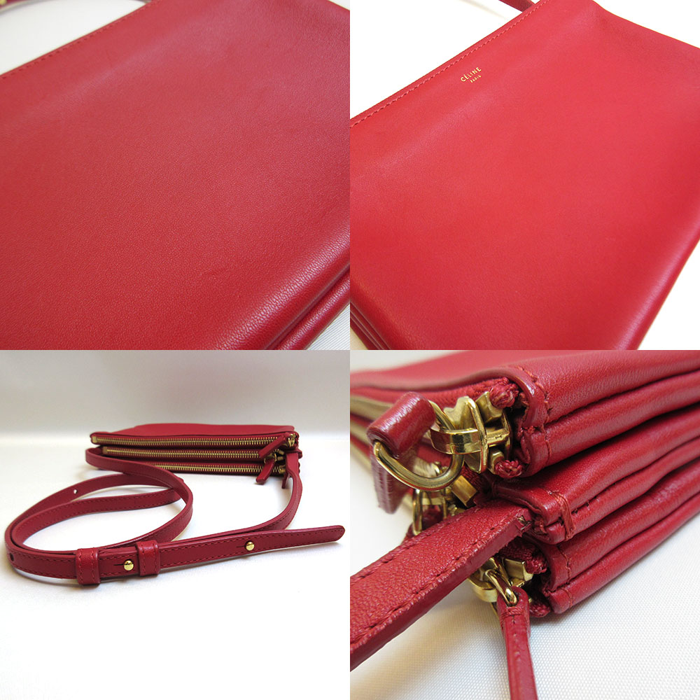 楽天市場】セリーヌ トリオ スモール レッド 赤 ショルダーバッグ