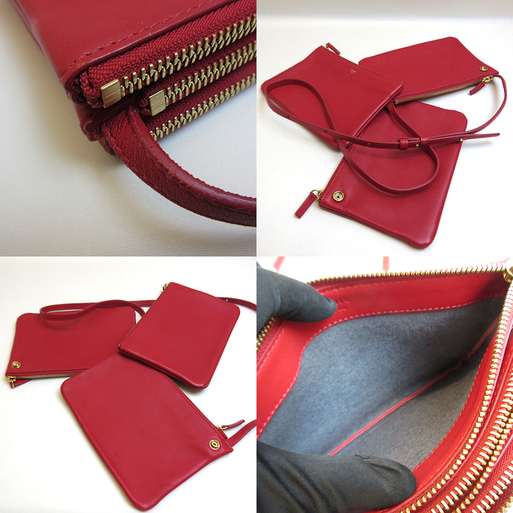 楽天市場】セリーヌ トリオ スモール レッド 赤 ショルダーバッグ
