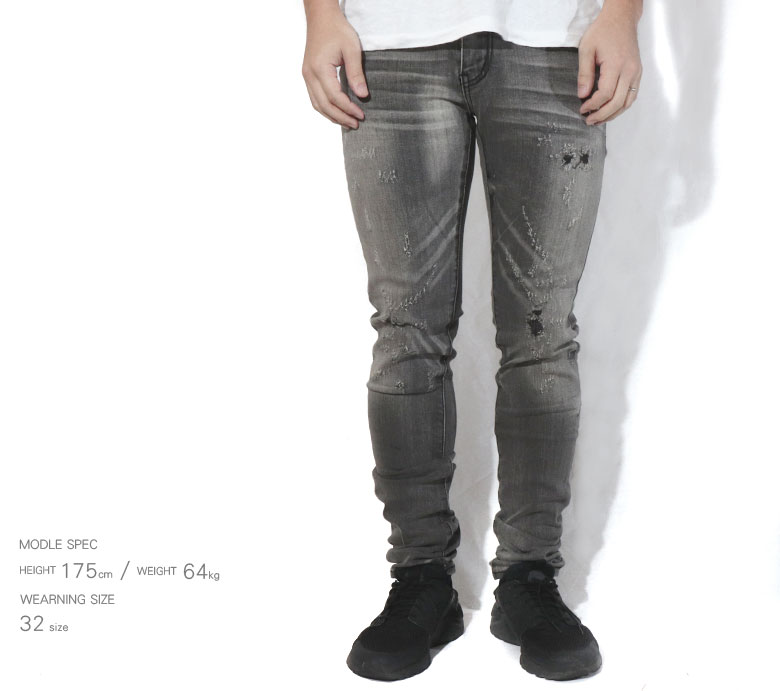 楽天市場】mnml ミニマル X145 STRETCH DENIM クラッシュ ダメージ