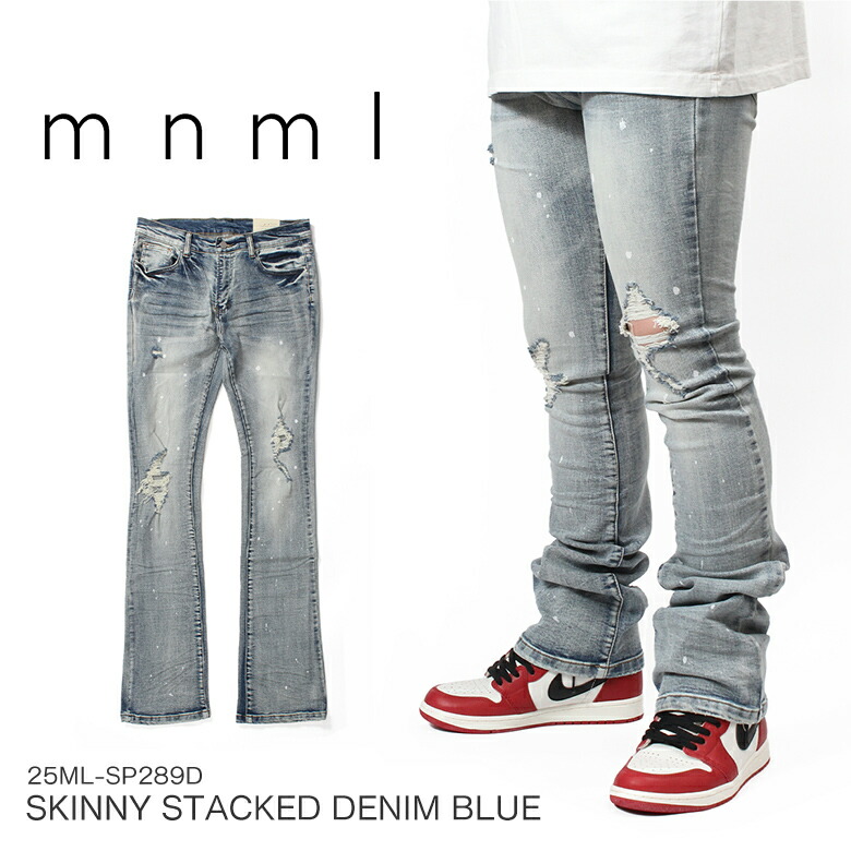 楽天市場】mnml ミニマル X598 SKINNY STACKED DENIM BLUE スキニー
