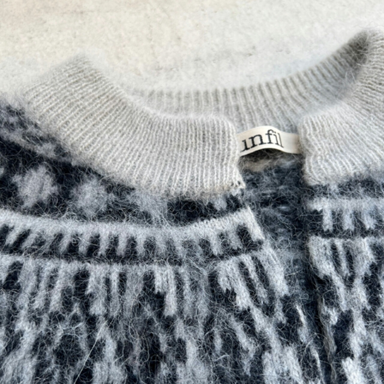 unfil モヘヤ アルパカ混 チェックウールセーター 大きいサイズ 【公式