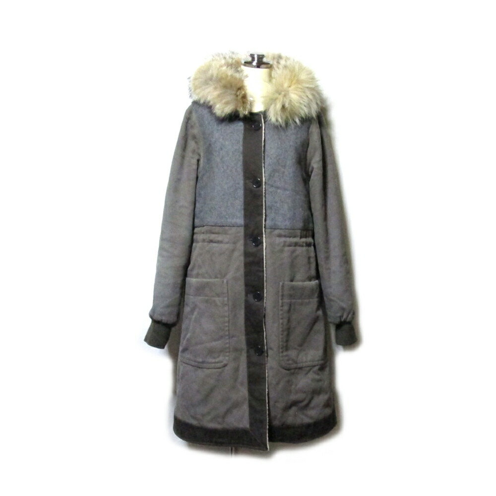 マークジェイコブス ボア フーデットモッズコート セーラーカラー 黒