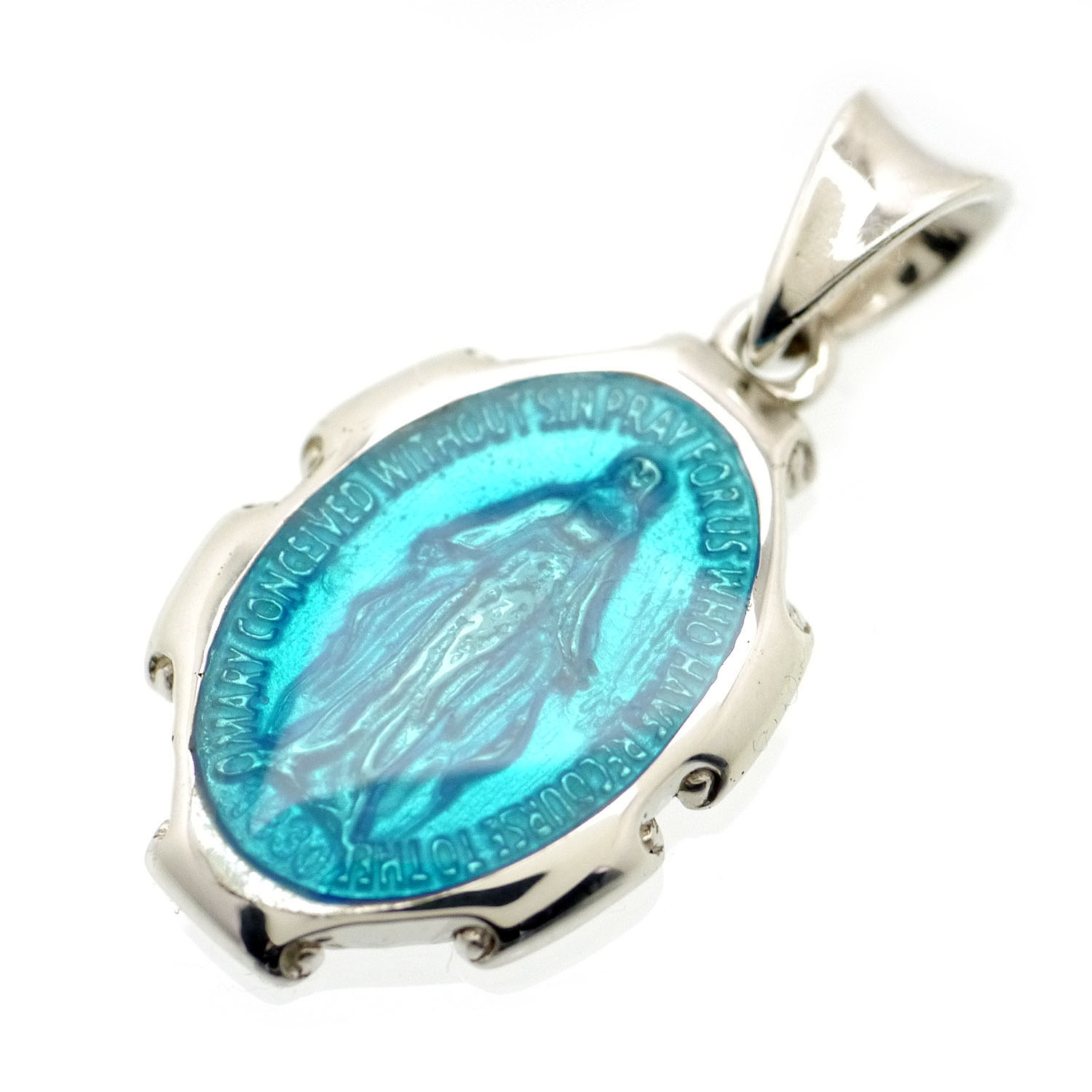 楽天市場】シルバー925 不思議のメダイ マリア ブルー ペンダント