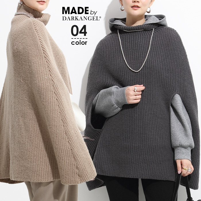 楽天市場】ポンチョ レディース 冬 ニットケープ ポンチョ