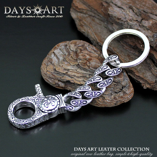 楽天市場】シルバー925 シルバーキーチェーン アラベスク彫刻ナスカン