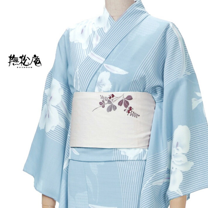 楽天市場】撫松庵 あやめ縞 水色 セオアルファ 単衣 夏着物 浴衣 菖蒲