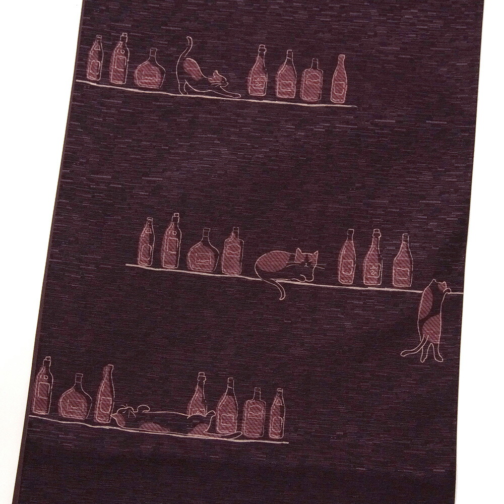 楽天市場】【10%OFFクーポン配布中】京袋帯 WAKKA ねこ酒Bar ボルドー