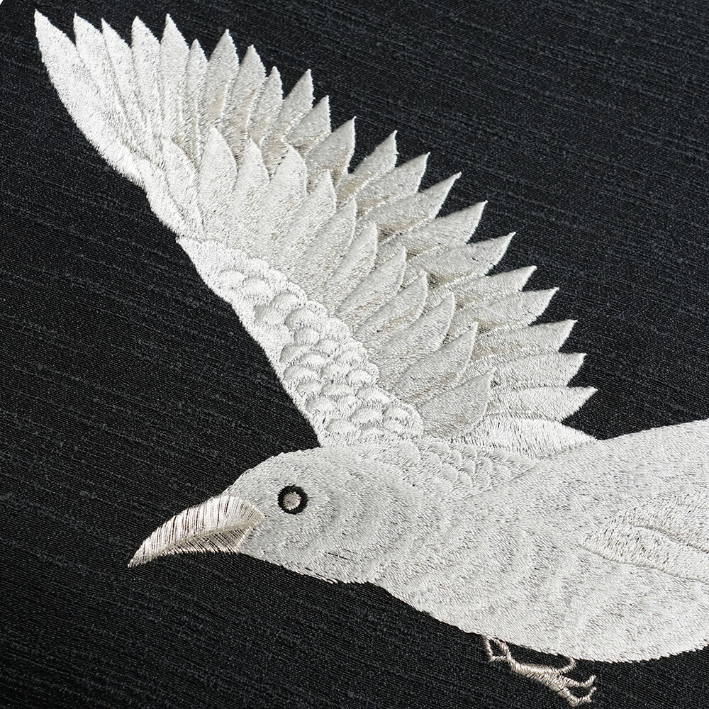 楽天市場】撫松庵 京袋帯 カラス 刺繍 黒 ブラック 鴉 白 ホワイト