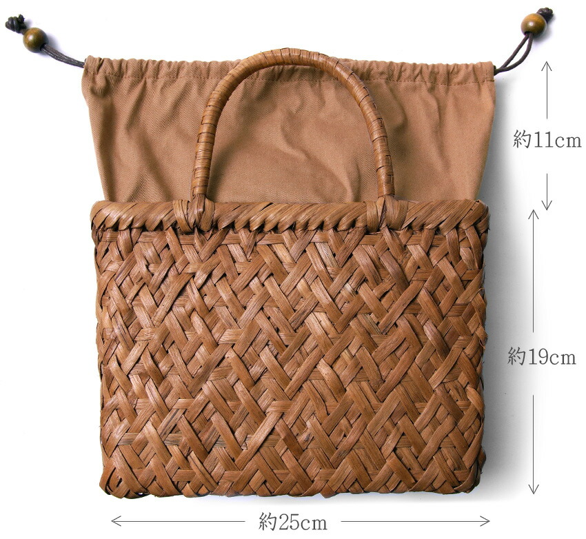 楽天市場】【10%OFFクーポン配布中】山葡萄 籠バッグ 柿渋染め 巾着