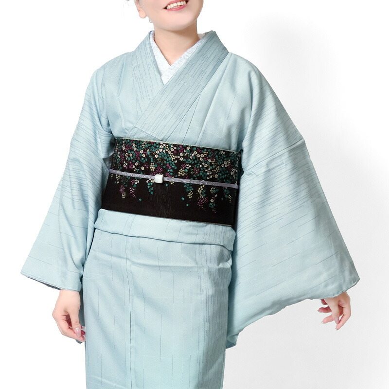 楽天市場】着物 レインストライプ 縞 水色 白 ブルー シンプル シック