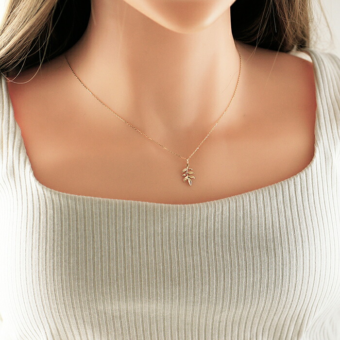 楽天市場】k18 ゴールド ネックレス ペンダントトップ オリーブ リーフ