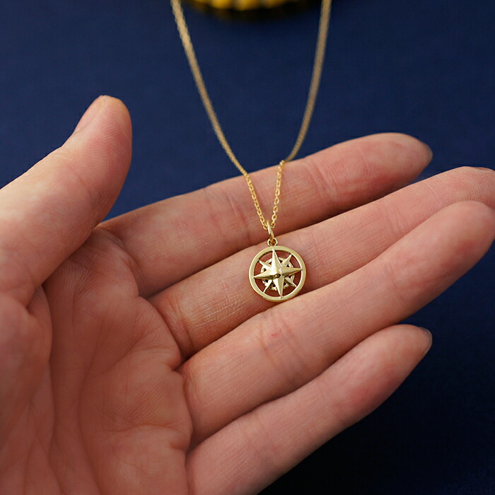 楽天市場】k18 ゴールド ネックレス コンパス チャーム 羅針盤 18金