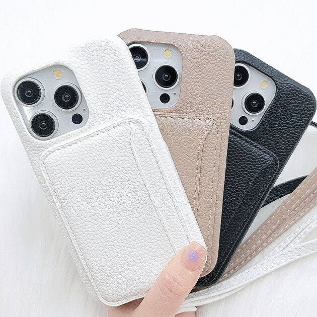 楽天市場】カードケース付きレザー調ストラップiPhoneケース 女性