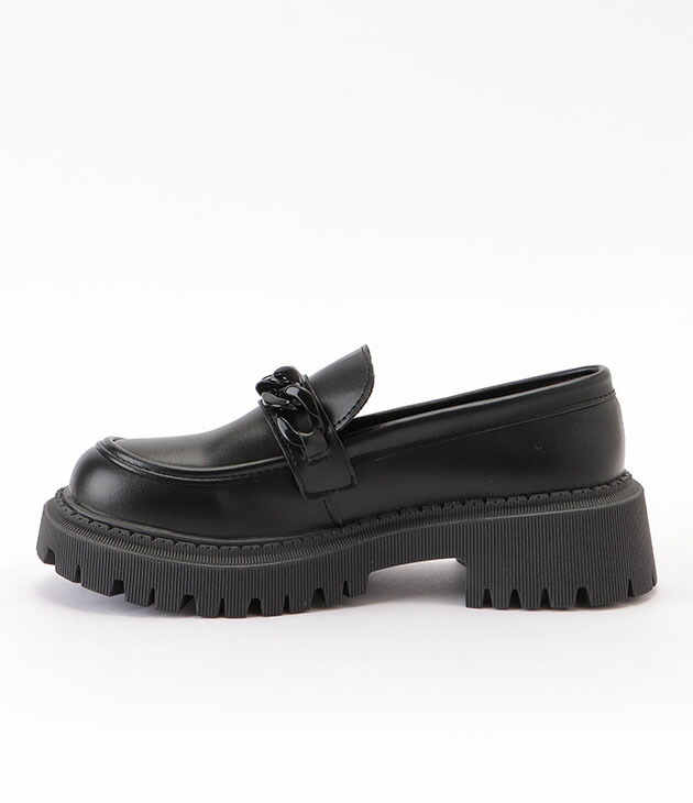 楽天市場】チェーンベルト付き フェイクレザー 厚底 ラウンド