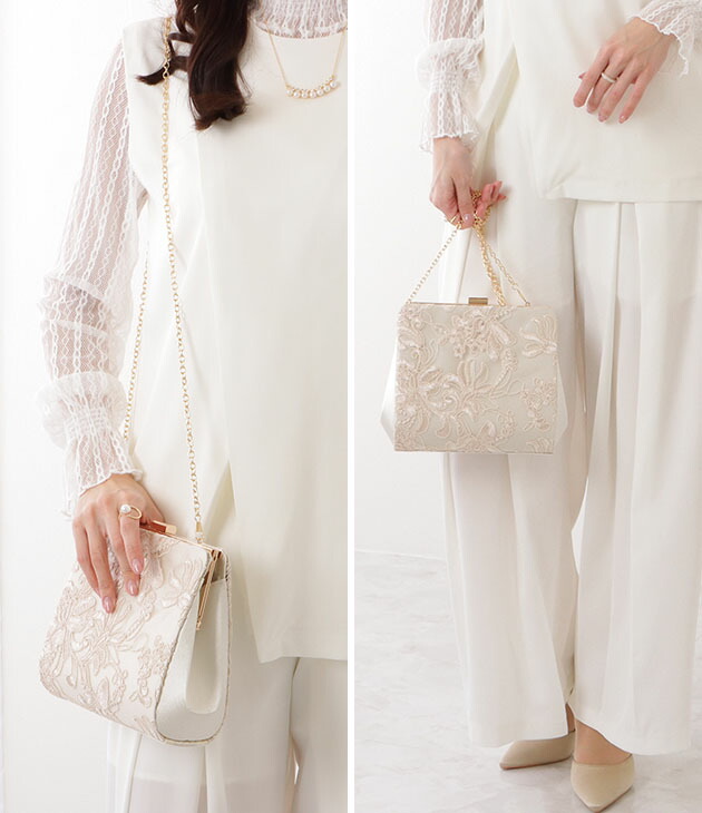 楽天市場】フラワー 刺繍 コンパクト クラッチ バッグ 女性 レディース