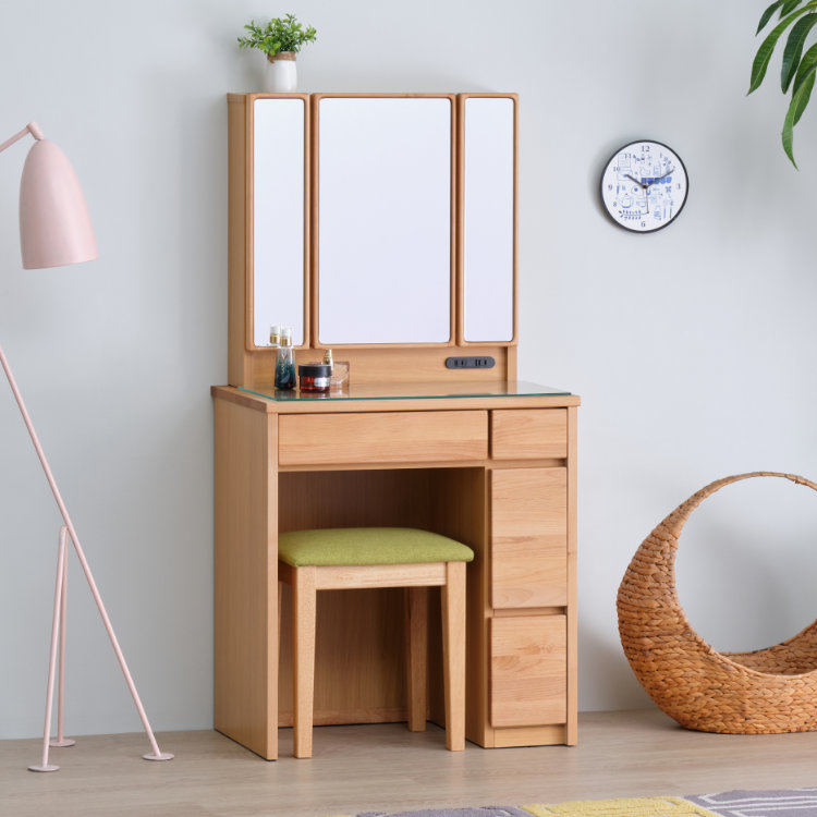 楽天市場】ドレッサー 化粧台 鏡台 メイク台 三面鏡 寝室 無垢材 天然