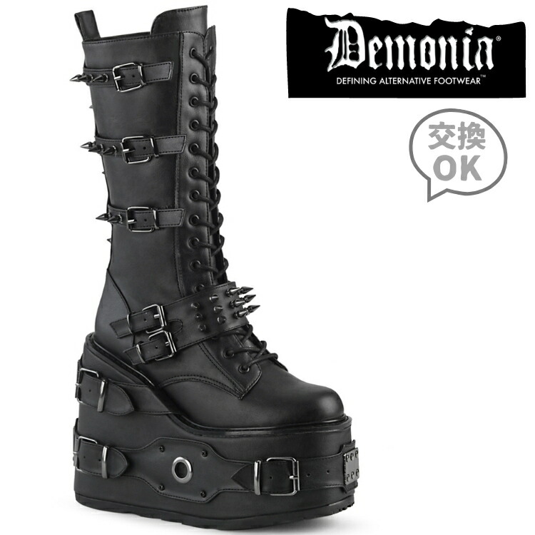 楽天市場】demonia デモニア 厚底 ブーツ ロング ロングブーツ 厚底