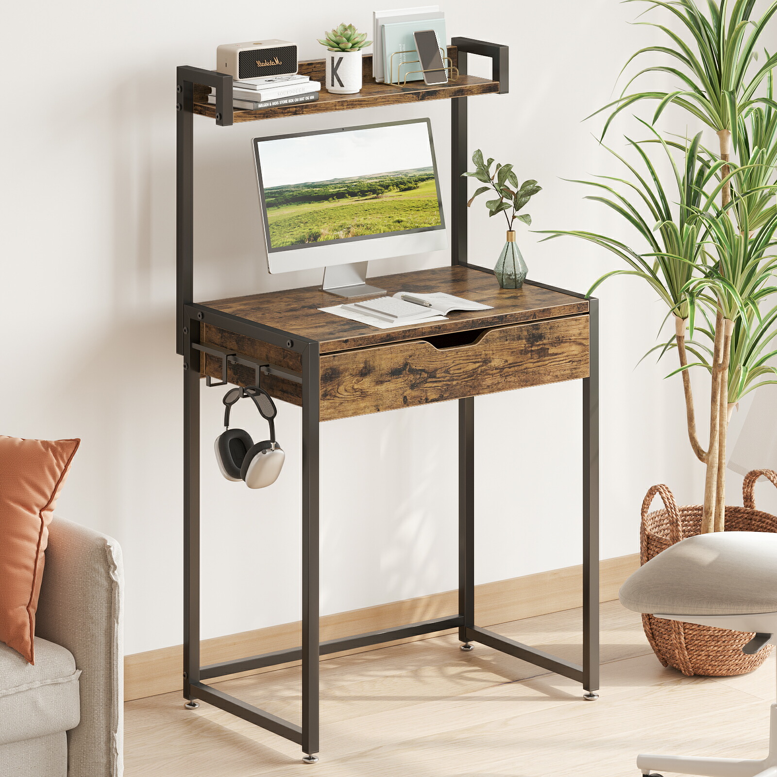 楽天市場】＼翌日発送！／デスク 幅約64cm キャスター付き 省スペース